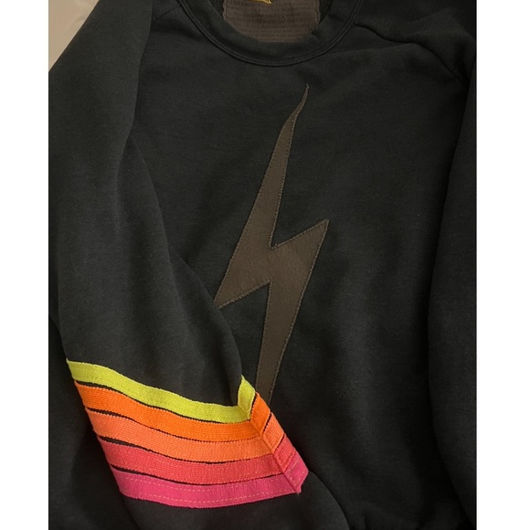 Aviator Nation Tops - Aviator Nation Lightning Bolt Sweatshirt in Charcoal/Neon